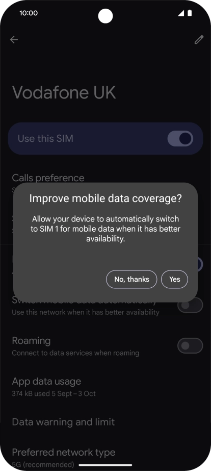 Press the required setting. Press the required setting.