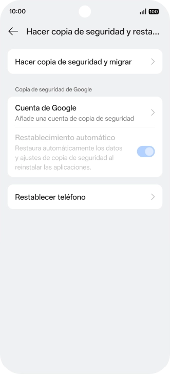 Pulsa Restablecer teléfono.