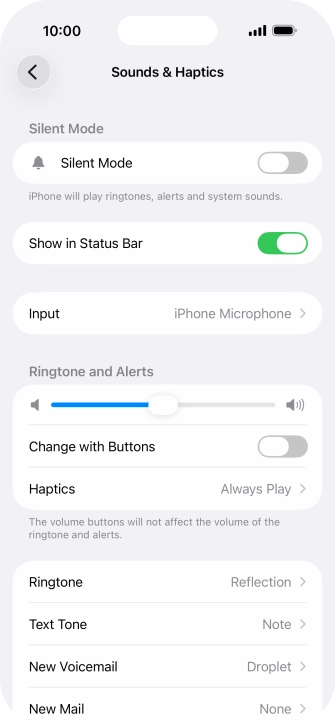 Press the indicator next to 
