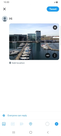 Write the required text and press Tweet.