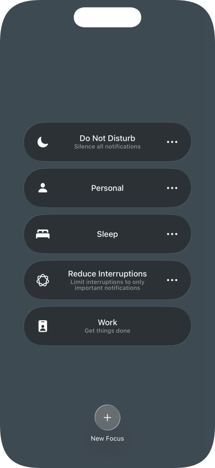 Press the required focus mode to activate or deactivate it immediately. Press the required focus mode to activate or deactivate it immediately.
