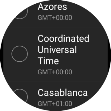 Press the required time zone. Press the required time zone.