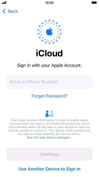 Press Email or Phone Number and key in the username for your Apple ID.