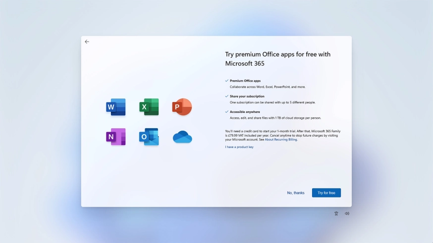 Follow the instructions on the screen to subscribe to Microsoft Office or click No, thanks. Follow the instructions on the screen to subscribe to Microsoft Office or click No, thanks.