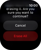 Press Erase All. Wait a moment while the factory default settings are restored. Follow the instructions on the screen to set up your Apple Watch and prepare it for use. Press Erase All. Wait a moment while the factory default settings are restored. Follow the instructions on the screen to set up your Apple Watch and prepare it for use.