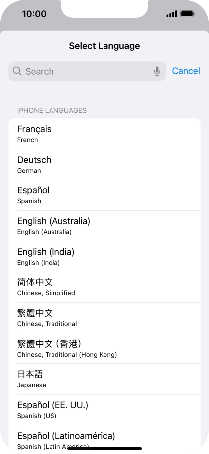 Press the required language.