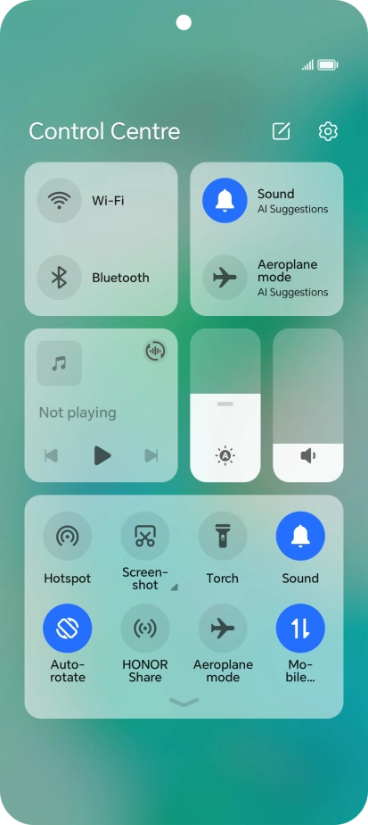 Press the sound mode icon the necessary number of times to turn silent mode on or off.
