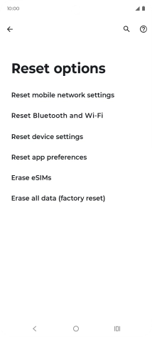 Press Erase all data (factory reset). Press Erase all data (factory reset).
