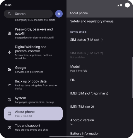 Your phone's software version is displayed below Android version.