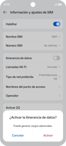 Si activas la función, pulsa Activar. Si activas la función, pulsa Activar.