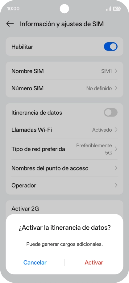 Si activas la función, pulsa Activar. Si activas la función, pulsa Activar.