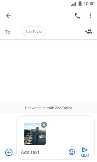 Press the text input field and write the text for your picture message. Press the text input field and write the text for your picture message.