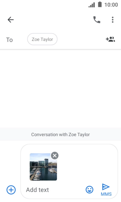 Press the text input field and write the text for your picture message. Press the text input field and write the text for your picture message.