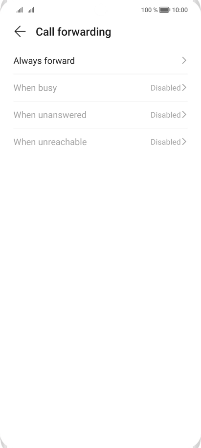 Press the required divert type. Press the required divert type.