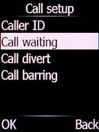 Select Call waiting and press the Left selection key. Select Call waiting and press the Left selection key.