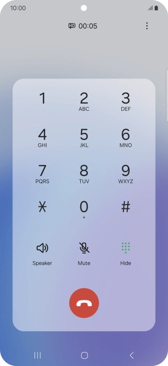 Press the end call icon. Press the end call icon.