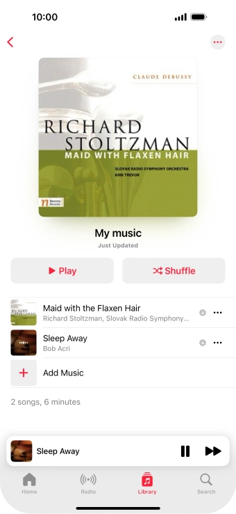 Press the song title. Press the song title.