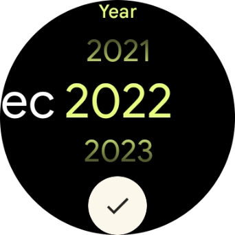 Slide your finger up or down on the screen to set the required date.