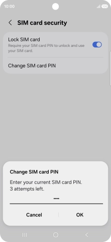 Key in your current PIN and press OK. Key in your current PIN and press OK.