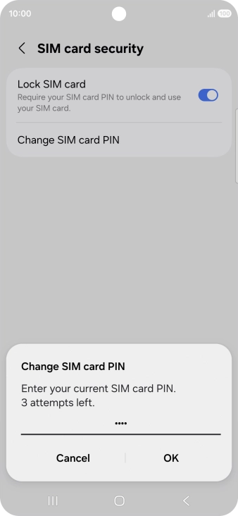 Key in your current PIN and press OK. Key in your current PIN and press OK.