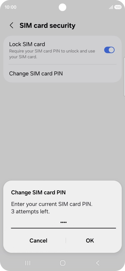 Key in your current PIN and press OK. Key in your current PIN and press OK.