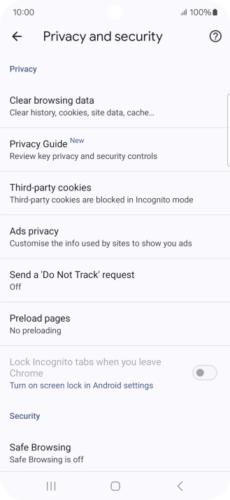 Press Clear browsing data.