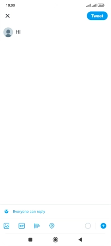 Write the required text and press Tweet. Write the required text and press Tweet.