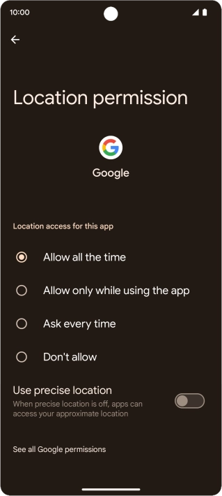 Press the required setting. Press the required setting.
