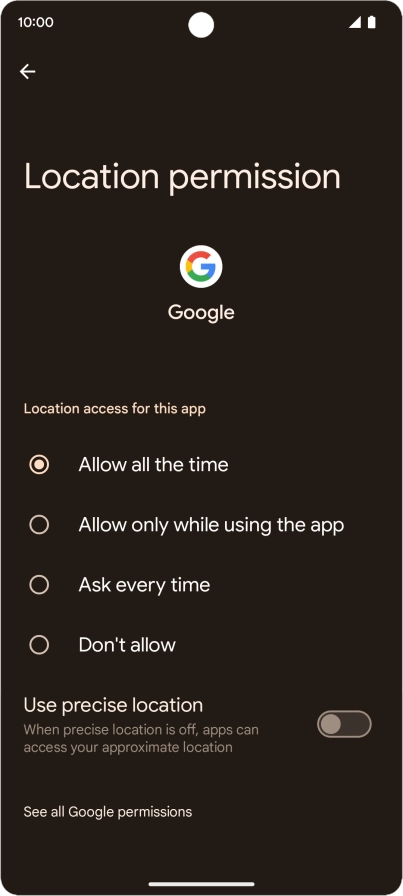 Press the required setting. Press the required setting.