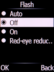 Select the required setting and press the Left selection key.