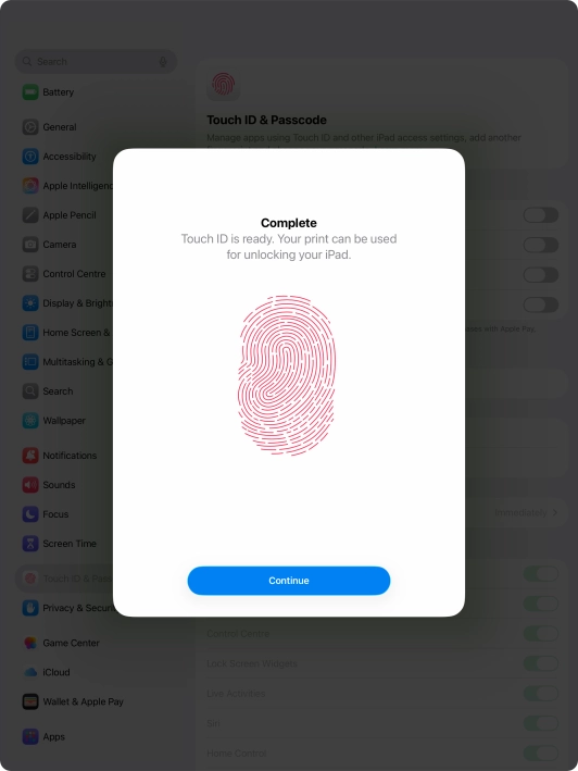 Press Continue. If you haven't previously selected a lock code, key in a code of your own choice twice. Press Continue. If you haven't previously selected a lock code, key in a code of your own choice twice.