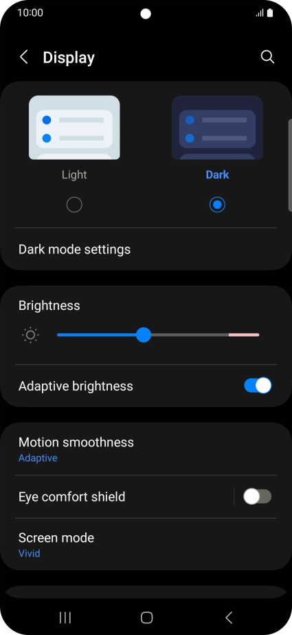 Press Dark mode settings. Press Dark mode settings.
