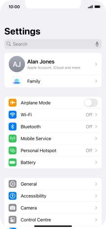 Press your Apple ID. Press your Apple ID.