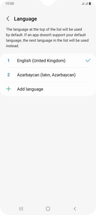 To subsequently select another language as the default language, press the required language. To subsequently select another language as the default language, press the required language.