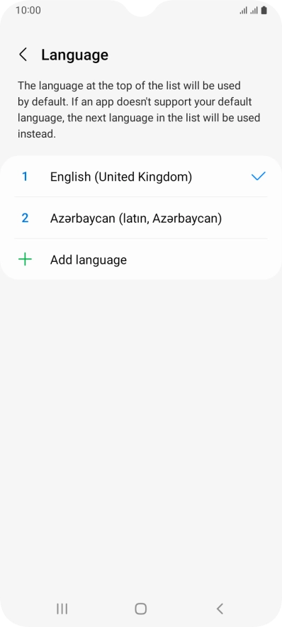 To subsequently select another language as the default language, press the required language. To subsequently select another language as the default language, press the required language.