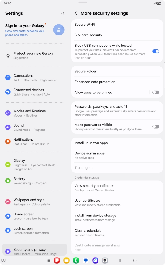 Press SIM card security. Press SIM card security.