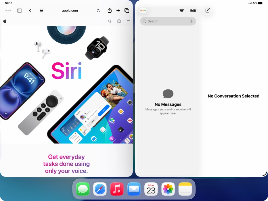 The applications are now displayed on a split screen. The applications are now displayed on a split screen.