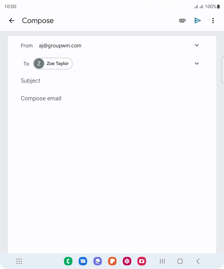 Press Subject and key in the subject for the email message.