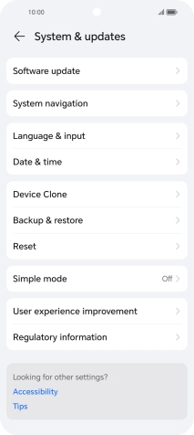 Press Software update. If a new software version is available, it's displayed. Follow the instructions on the screen to update the phone software.