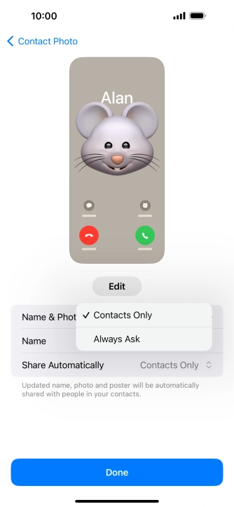 Press the required setting. Press the required setting.