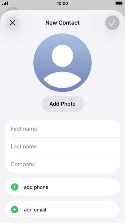 Press First name and key in the first name. Press First name and key in the first name.