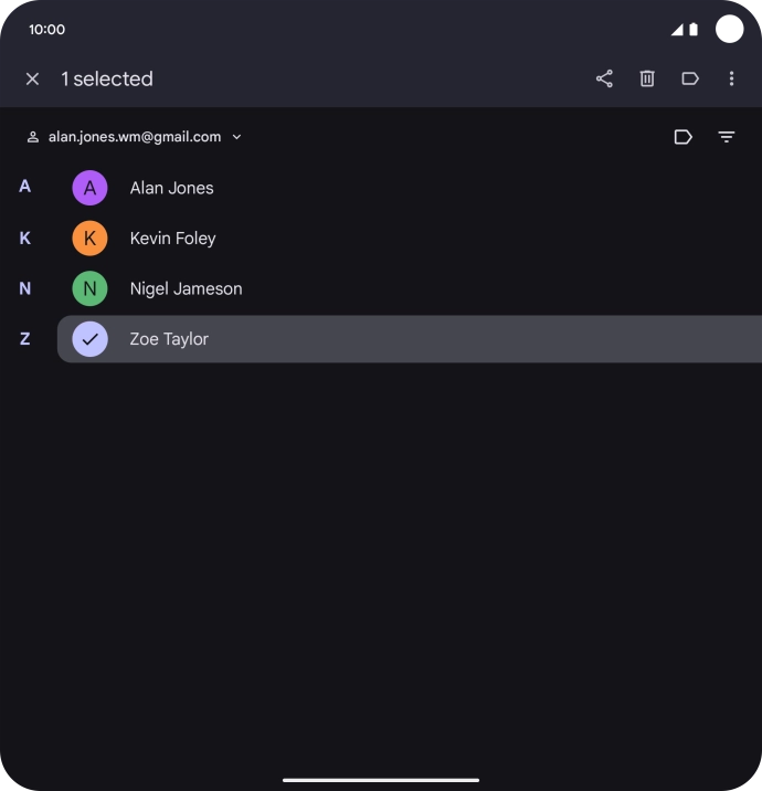 Press the required contact. Press the required contact.