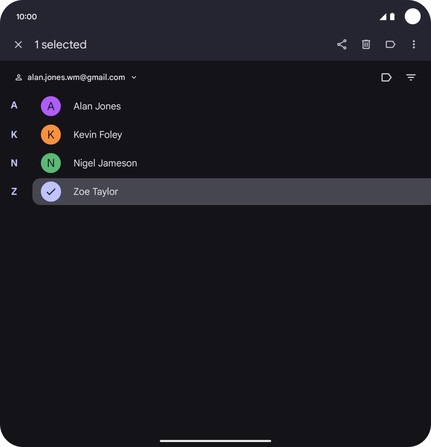 Press the required contact. Press the required contact.