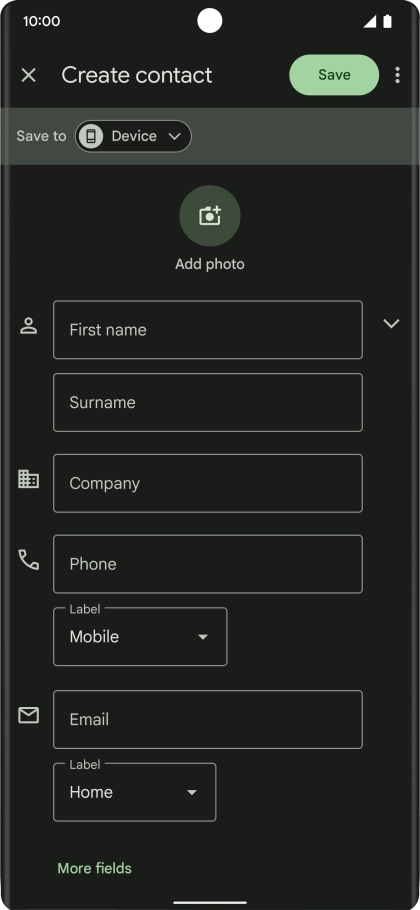 Press First name and key in the required first name. Press First name and key in the required first name.