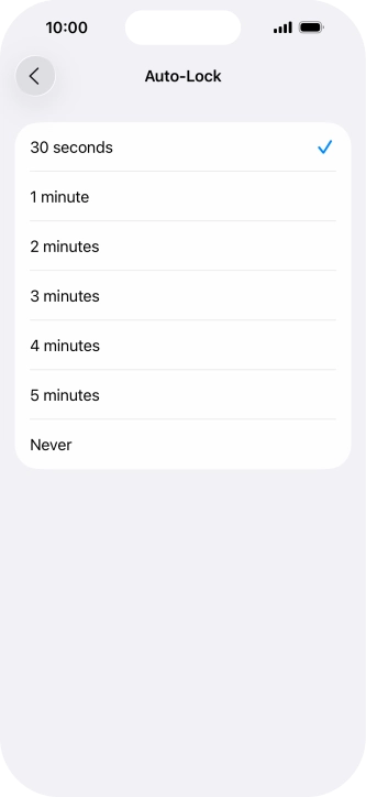 Press the required setting. Press the required setting.
