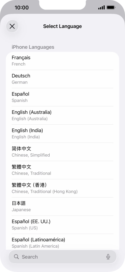 Press the required language. Press the required language.