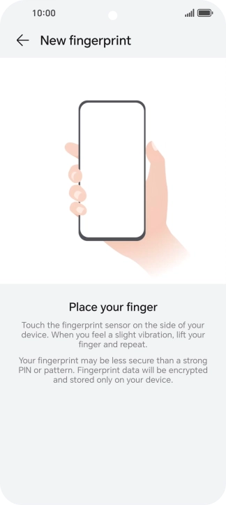 Follow the instructions on the screen to create the phone lock code using your fingerprint. Follow the instructions on the screen to create the phone lock code using your fingerprint.