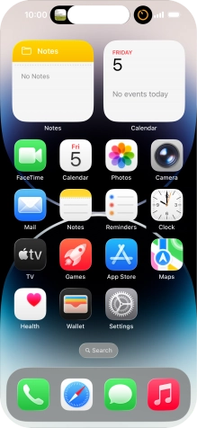 If you have a running application in Dynamic Island, it's displayed at the top of the screen. If you have a running application in Dynamic Island, it's displayed at the top of the screen.