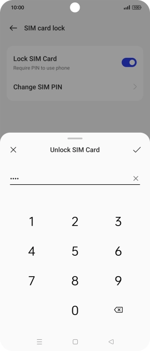 Key in your PIN and press the confirm icon. Key in your PIN and press the confirm icon.