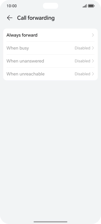 Press the required divert type. Press the required divert type.